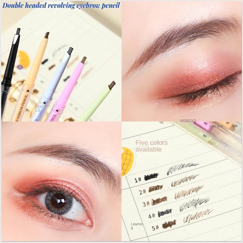Double Head Eyebrow Pencil Thin Head Waterproof, Sweat Resistant, Non-smudgeon Natural Three-dimensional Lasting Student Cosmetics Beauty Products