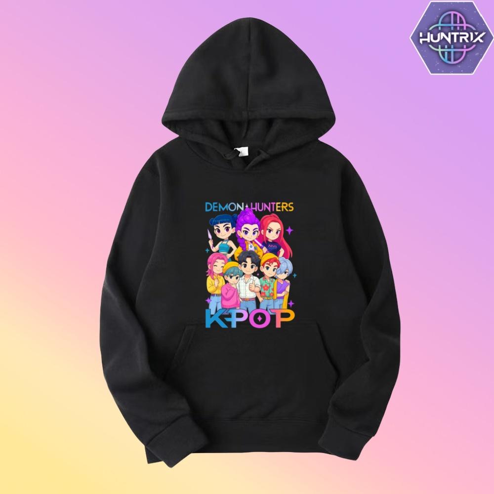 Kpop Охотники на демонов Фанмерч Мира Руми Зои Хантрикс Худи Харадзюку Пуловер Топы Мужская Женская Толстовка Подарок для фанатов