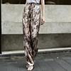 Lancer 2026 Summer Cupro Rayon Bohemian Leaf Print Casual Pants