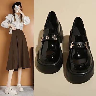 Туфли-лоферы на толстой подошве с одним ремешком, увеличивающие рост для невысоких мужчин, маленькие кожаные туфли, женские осенние кожаные туфли Мэри Джейн