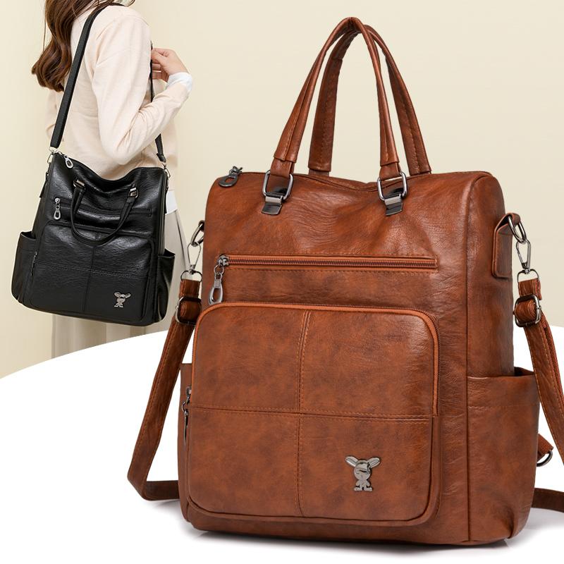 Большая вместительная сумка, многофункциональный рюкзак, женская сумка через плечо из мягкой кожи