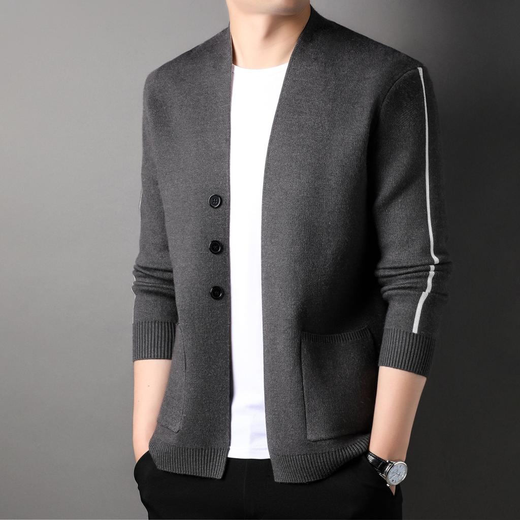 Young and Middle-aged Knitted Sweater Cardigan Men's Coat Autumn and Winter New Loose Trend Knitted Sweater Men's Wear