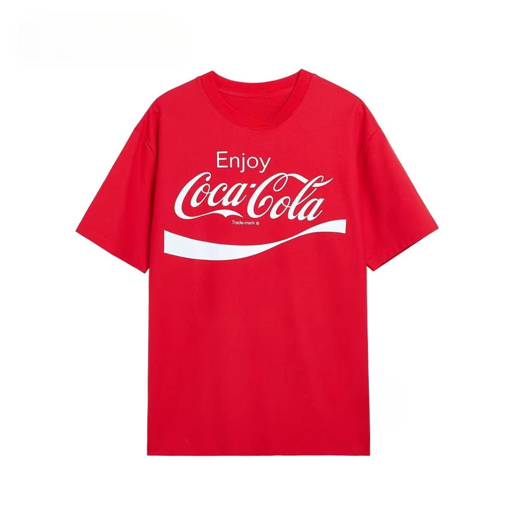 Модный простой красный топ с логотипом-буквой Coca-Cola, унисекс, повседневный, уличный стиль