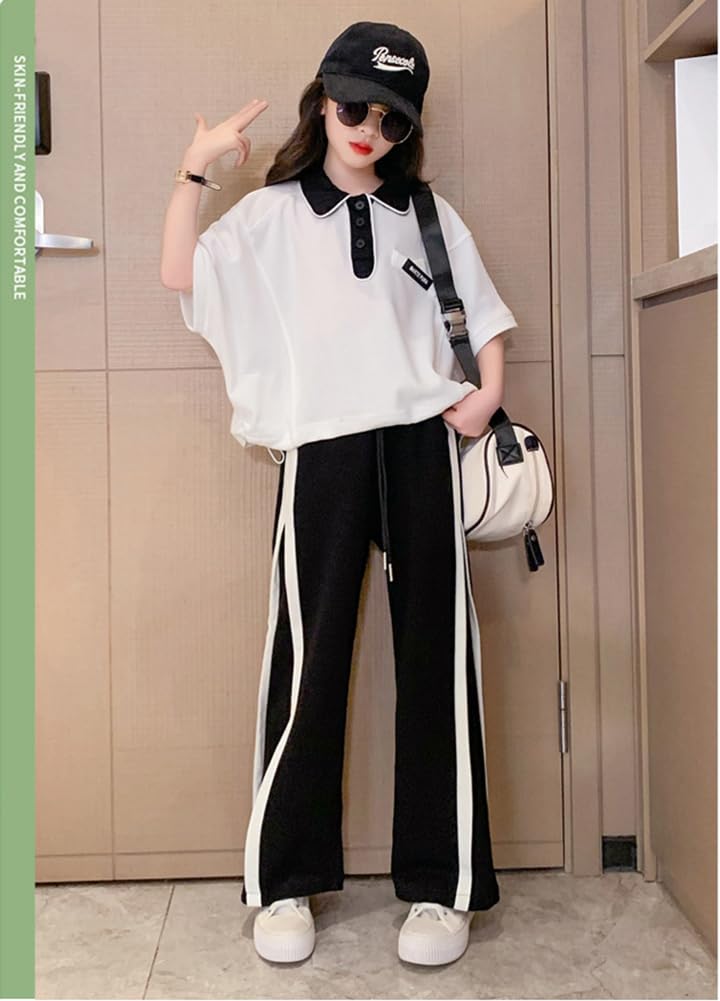 2 предмета для девочек, спортивный топ и низ с коротким рукавом для детей 120 130 140 150 160, летний топ и низ, симпатичный комплект из топа и низа [KOSIKINI] для детей