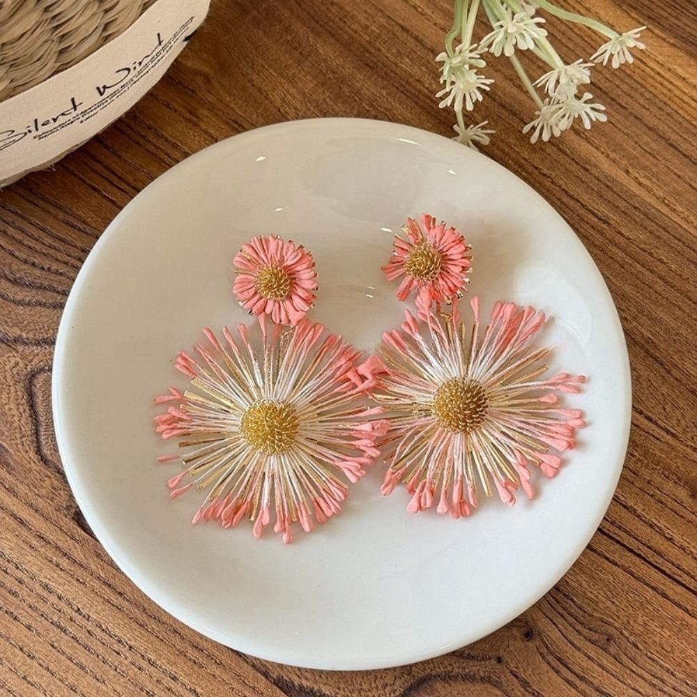 Изысканные серьги-гвоздики в виде подсолнуха, шикарные серьги в виде морского пляжа, модные цветочные серьги-гвоздики для вечеринки