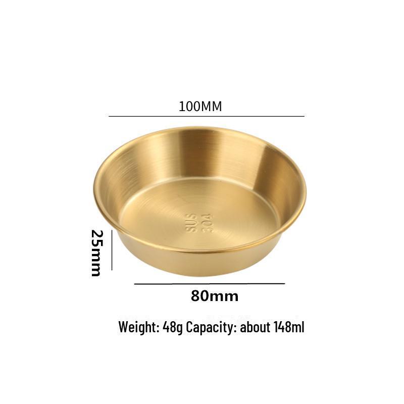 Маленькая круглая тарелка из нержавеющей стали 304 для приправ, стейка, салата или соуса.