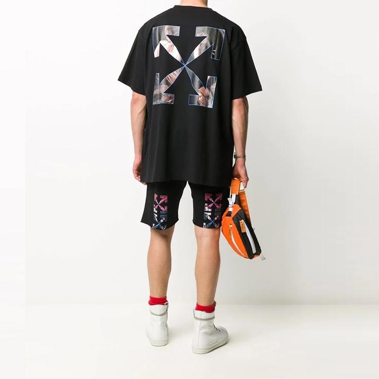 Off-White Футболка Caravaggio Angel S/S Over Tee, черная, мужская, уличная одежда OMAA038E20JER0061010