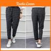 Shein Drawstring Hem Pants Plaid Rolled Stylish High Waist Harem Trousers In Grey