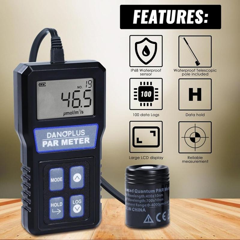 Waterproof Probe Light Meter Digital Display Light Energy Meter Probe Illuminometer Split Type Light Energy Meter