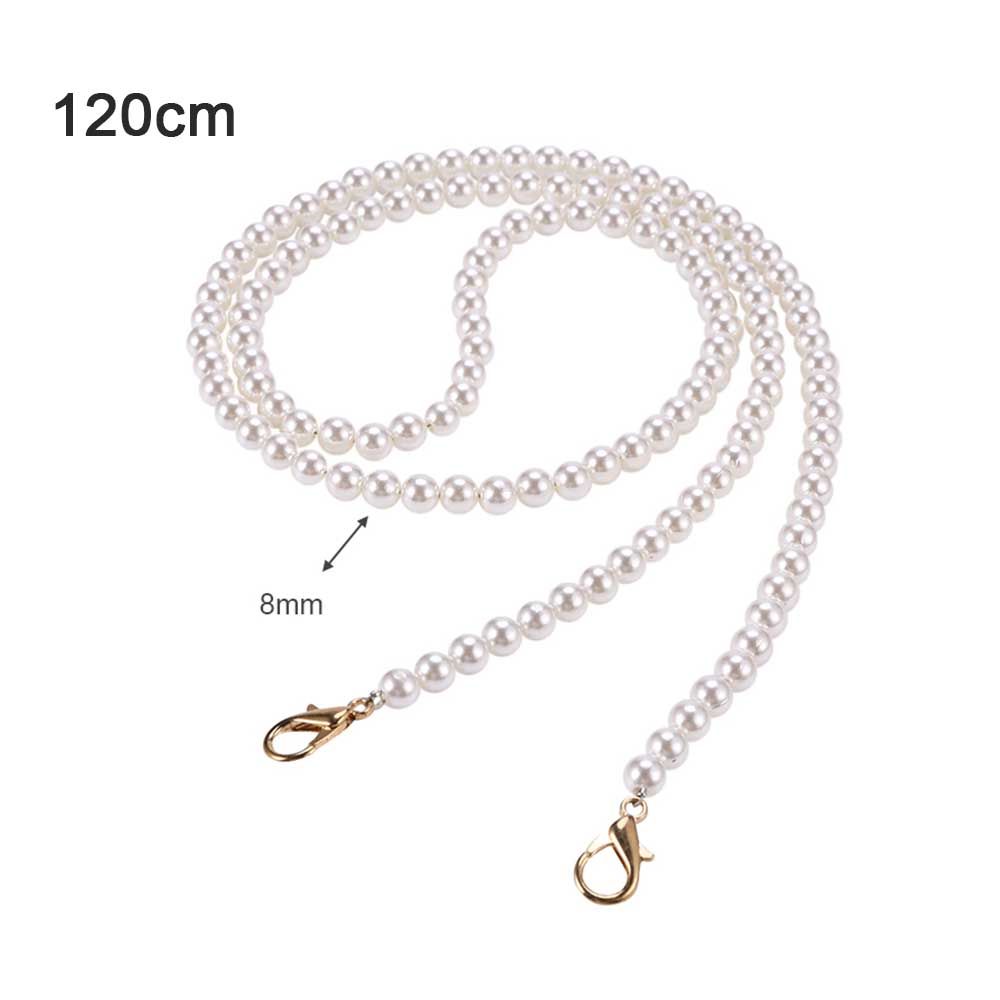 Replacement Long Bag Parts Women Purse Handle Beaded Tote Chain Pearl Bag Chain Pearl Bag Strap