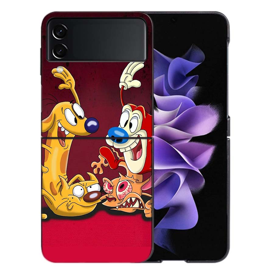 Anime Ren and S-stimpy Coque For Samsung Z Flip7 6 Galaxy Case Shockproof Z Flip5 Z Flip3 4 5G Hard Cover Phone TPU PC Hard Fun