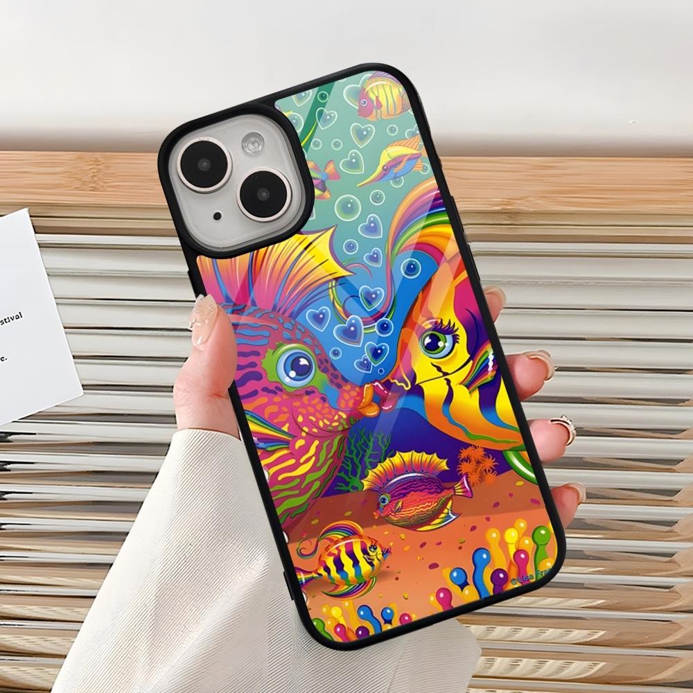 Lisa Frank Tiger Horse Dog Cat Phone Case For Iphone 16 Pro 15 Pro Max 14 12 11 13 Mini 8 7 Plus X Xs XR PC+TPU Design Cover