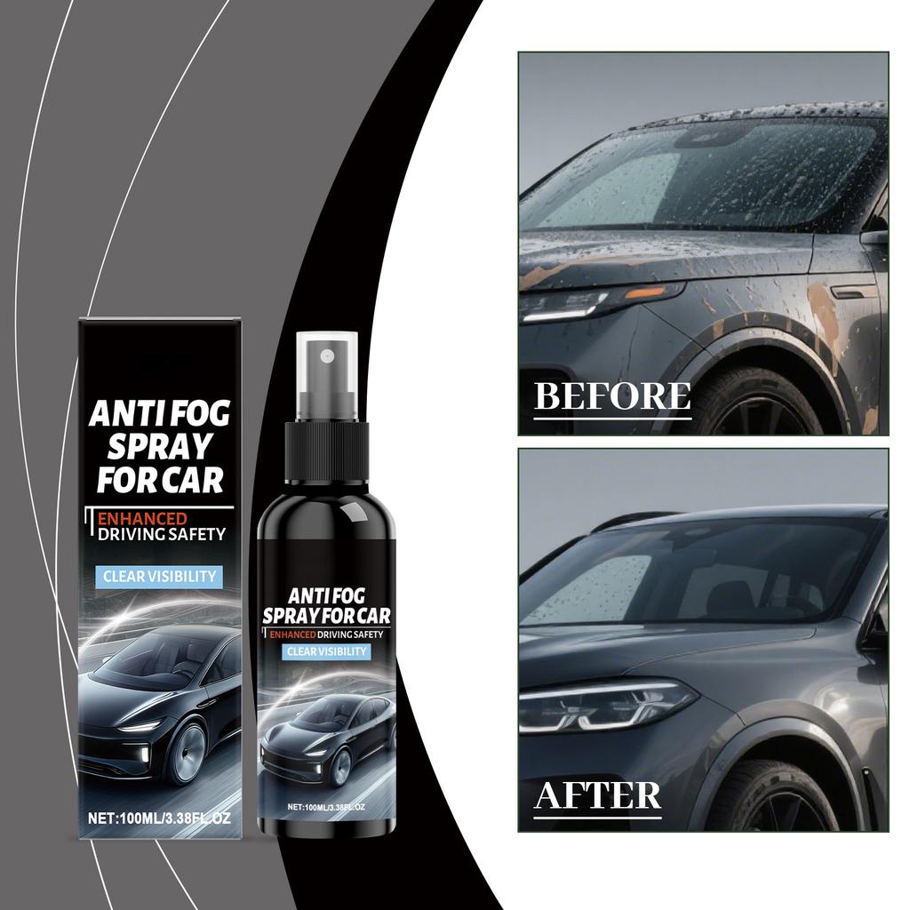 Car -fog Spray, Window And Rearview Mirror Cleaner, Defogging And Dewatering Agent, Rain-proof Cleaner(100ml)