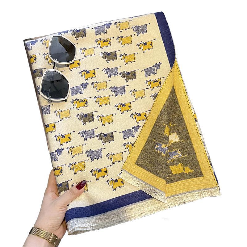 Imitation Cashmere Scarf for Women Versatile Air Conditioned Room Office Warm Shawl Korean Version for Women Autumn and Winter Windproof Scarf