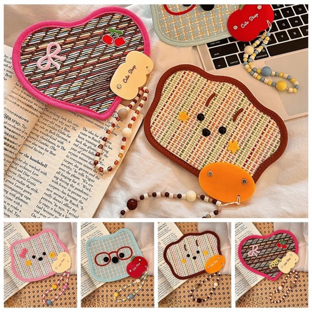 Cartoon Animal Animal Shaped Palm Fan Cattail Woven Handheld Fan Cattail Hand Fan Photo Prop