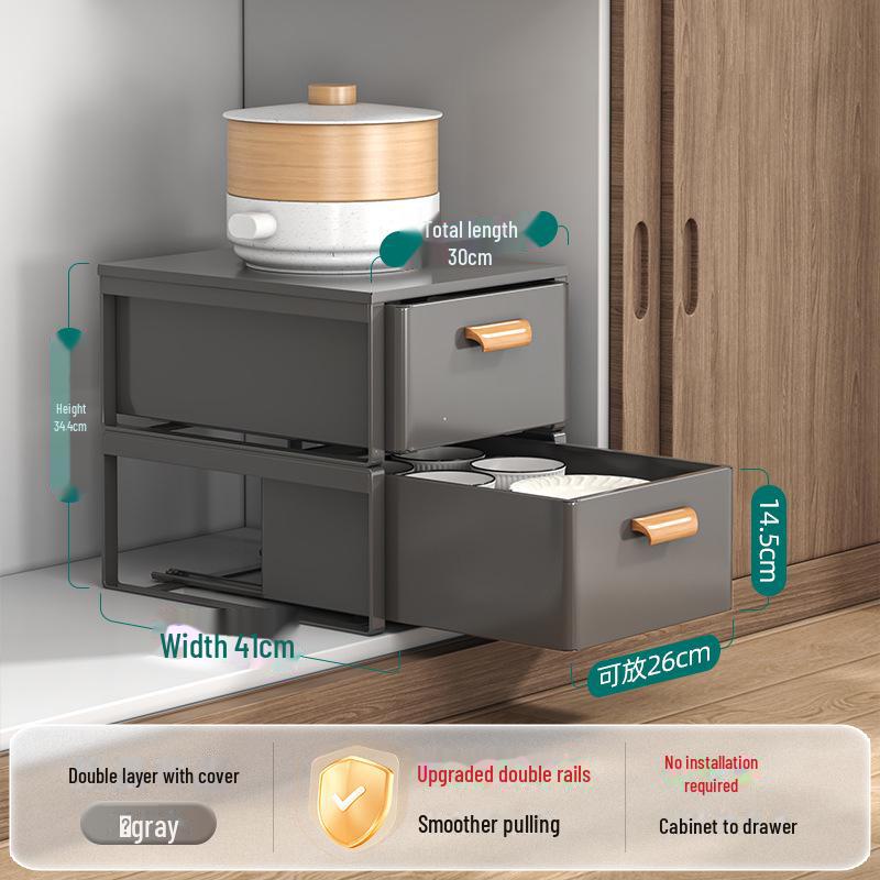 Стойка для шкафа с ящиками: Выдвижная корзина для специй и мисок