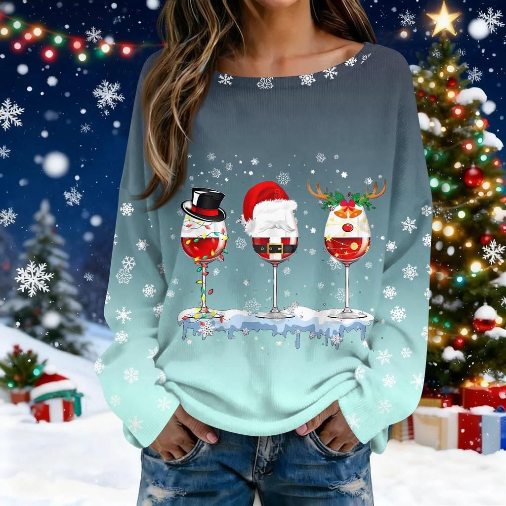 Christmas Sweatshirts For Women Knit Sweater Cute Shirt Fall Crewneck Pullover Tops