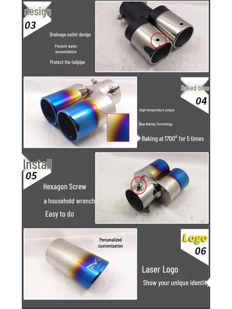 Совместимая выхлопная труба глушителя для Citroen C3-XR, Venucia T70, Zotye T600 - Двойной выход