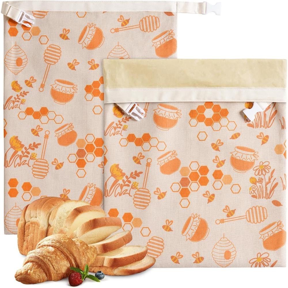 Two packs of beeswax bread bags, suitable for homemade sourdough, reusable organic flax beeswax bread bags, measuring 17 x 12.6 inches.