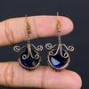Blue Sapphire Earrings, Handmade Gemstone Earrings, 999 Copper Wire Wrapped Earrings Antique Jewelry, For Engagement Gift