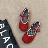 Fashion Retro Gentle Bow Mary Jane Single Shoes Women's 2025 Summer New One-word Buckle Lace Ballet Shoes