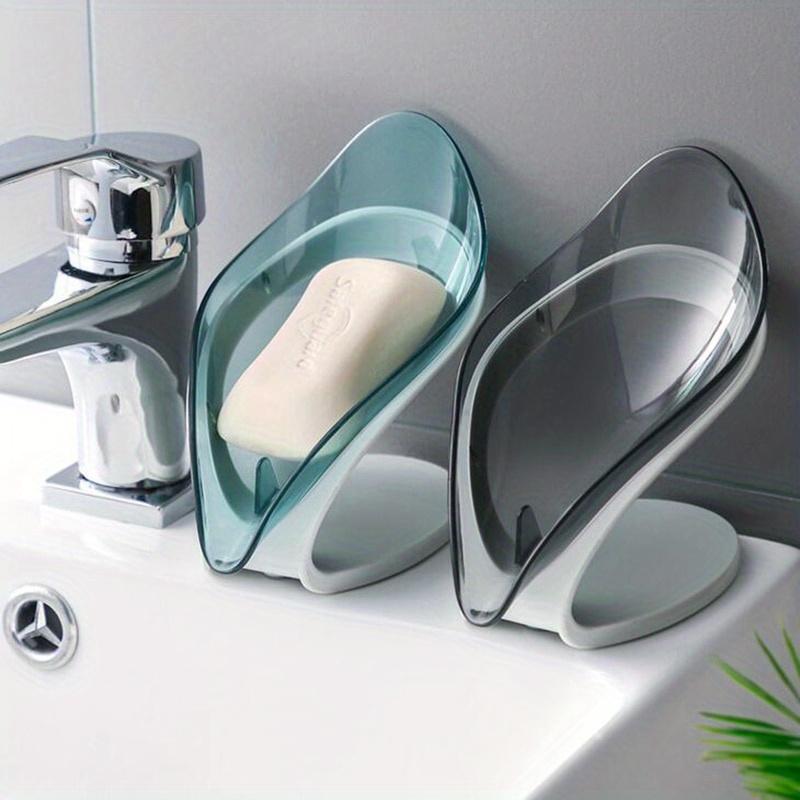 1pc Drain Soap Holder Box Bathroom Shower Soap Storage Tray Rack Ledge Leaf Shape Plastic Drainage Accessory