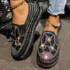 Fashion Large Shiny Crystal Decor Casual Shoes Woman Plus Size Thick Sole Non Slip Flats Mujer Women's Light Comfort Platform Loafers