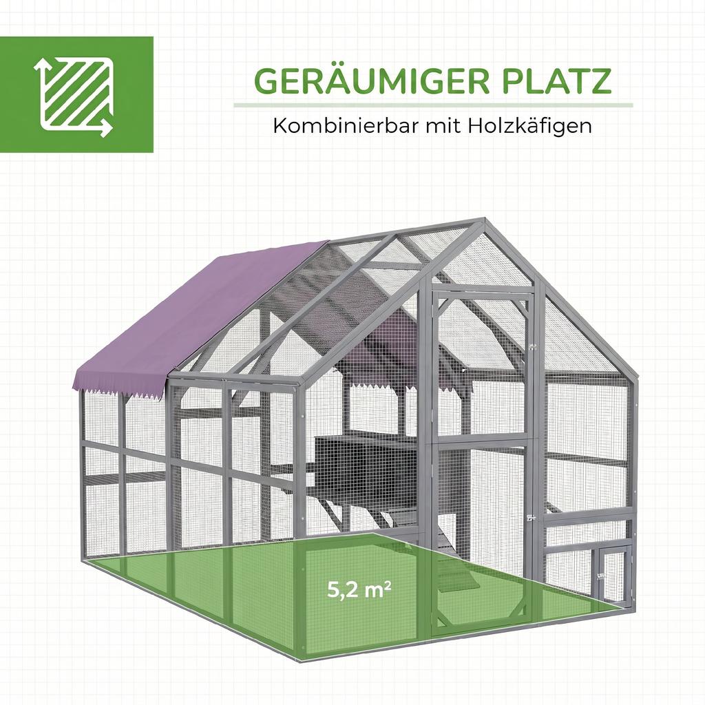 Chicken Coop Chicken House Chicken Hut Walk In Weather Resistant 280 X 185 5 X 188 Cm Gray