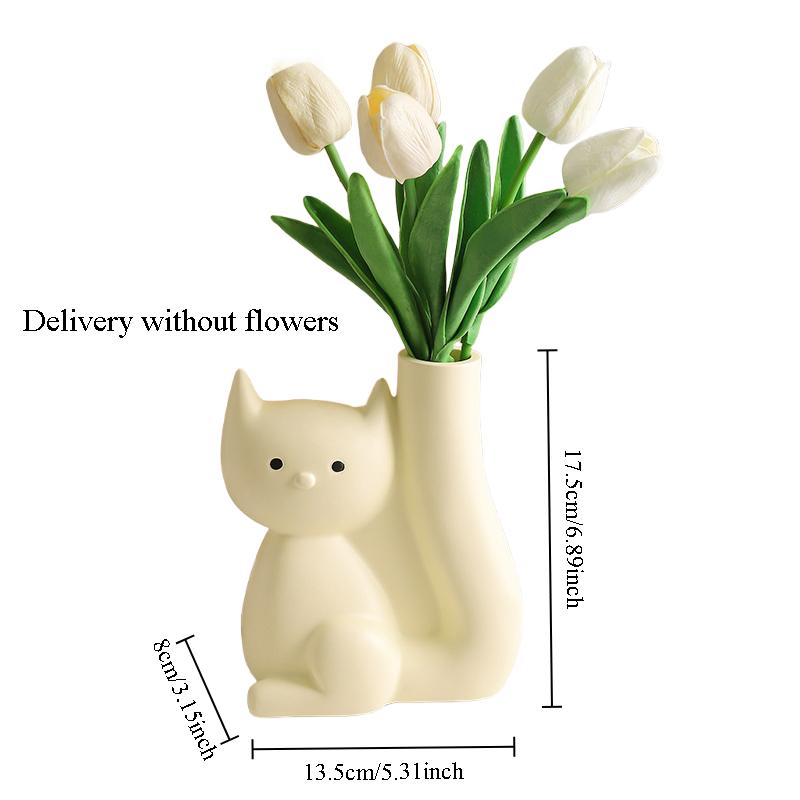 Creative Desktop Planter Cute Cat Shape Vase Ornament Resin Vase Decoration Hydroponic Plant Container Home Decor Accessories