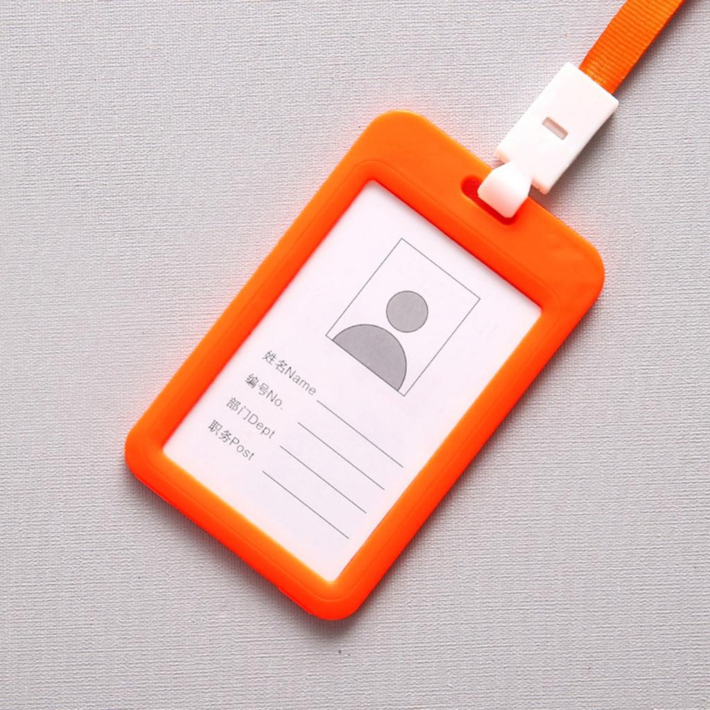 Portable Colorful Employee Plastic ID Card Holder Name Tag Lanyard Neck Strap