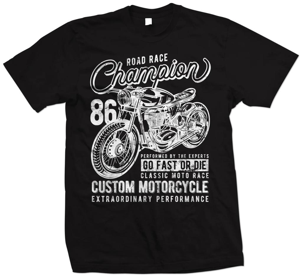 Мужская хлопковая футболка Байкер Мотоцикл Принт Большого размера Крутая Мода Уличная одежда Классическая футболка Большого размера Новинка Мотоциклетный топ S-4XL