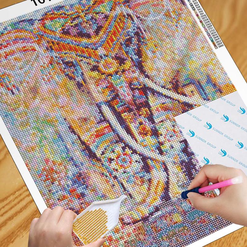 Тигр Аниме Мультфильм Алмазная картина 5d Полный круглый 35x35CM Алмазная мозаика