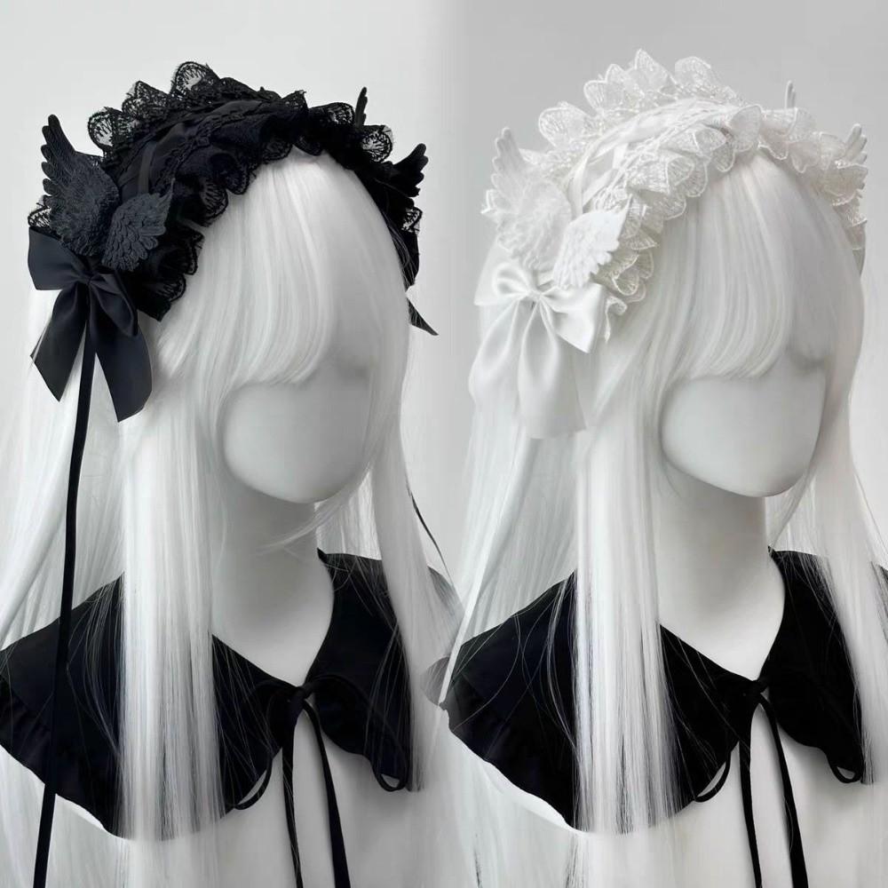 Gothic Lolita Wing Angel Headband Lace Head Wrap New Cosplay Headdress Hair Accessories