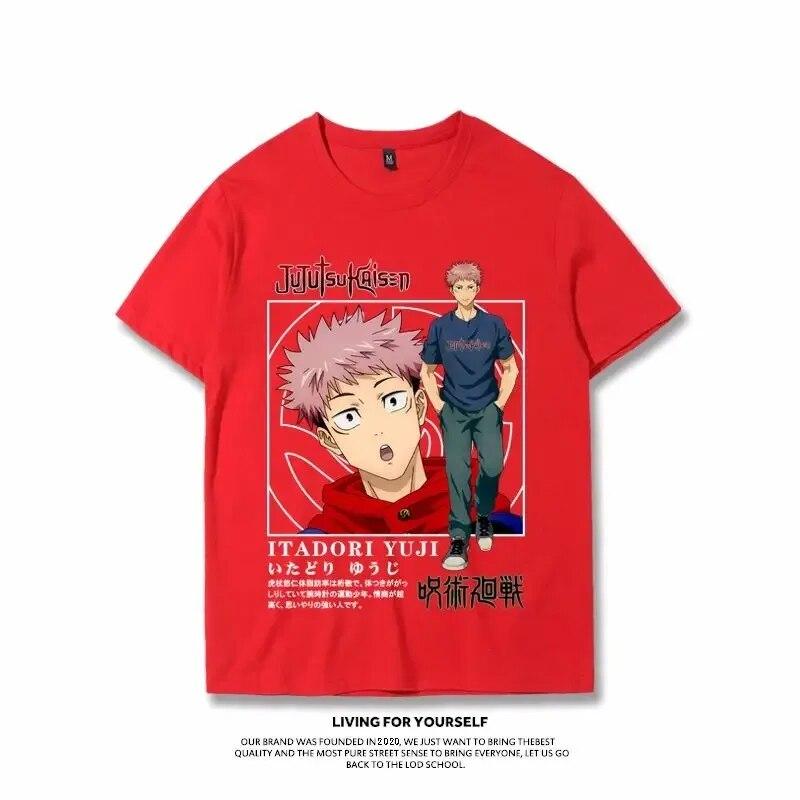 Японское аниме с короткими рукавами, уличная повседневная рубашка унисекс, футболка с принтом дзюдзюцу кайсен, хлопковая летняя футболка унисекс, футболка в стиле Харадзюку