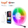 Zigbee Интеллектуальная RGB 5 В USB COB светодиодная лента ночник с регулируемой яркостью приложения светодиодная лента для декора комнаты Tuya настенная подсветка ТВ