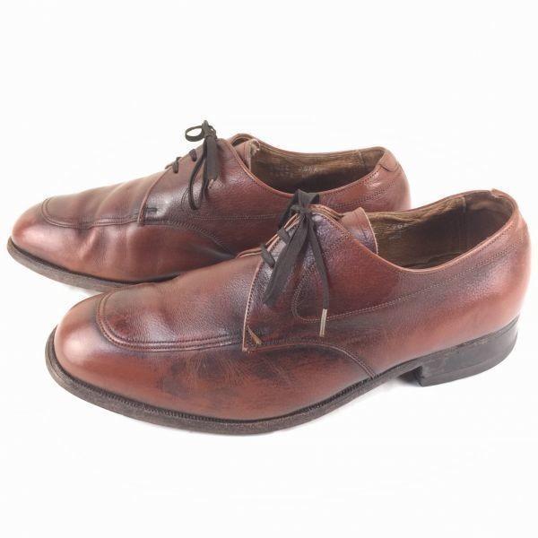Винтажные деловые туфли FLORSHEIM 80-90-х годов, кожаные, с U-образным мысом, на подошве Goodyear Welt, коричневые, широкие 9.5 5E 27.5(ИСПОЛЬЗОВАЛ)