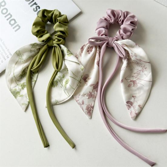 Атласные резинки для волос для женщин и девочек, держатель для хвоста, эластичная длинная лента, декор в виде банта, длинная вьющаяся тонкая повязка для волос, аксессуары для волос