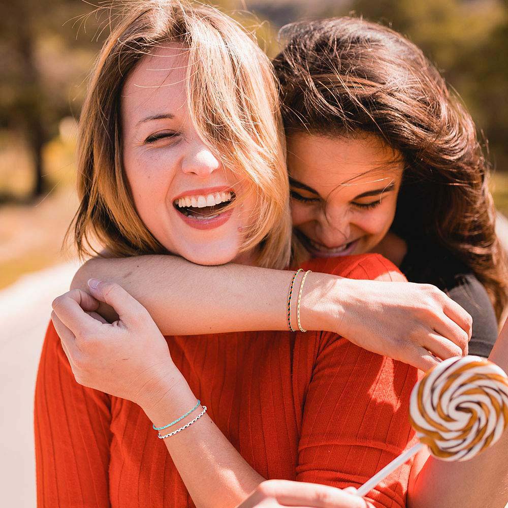 Copper Bead Girls Colorful Polyester Thread Fashion Accessories Braid Hand Rope Woven Bracelet