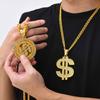 Мужские золотистые ожерелья со знаком доллара на кубинской цепи, Хип-хоп ожерелье-ошейник с подвеской в виде доллара, Подарки для музыкальных фестивалей и вечеринок, Украшения