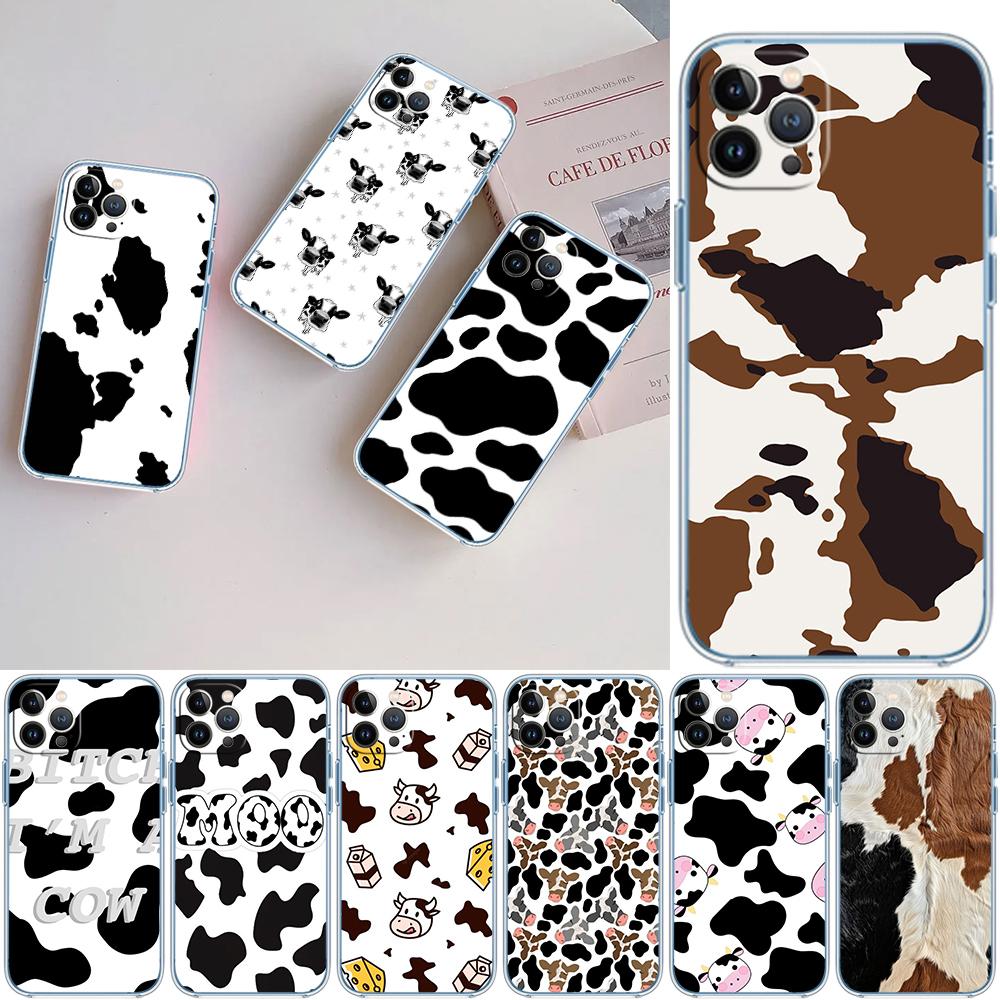 FM14 Cartoon Cow Soft Shell Transparent Phone Case for Motorola Moto G7 G8 G9 G84 G85 G73 G24 G15 Z2 Play Power Plus