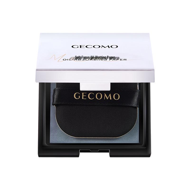 GECOMO Портативная матирующая бумага с пуховкой и зеркальцем