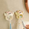 Cartoon Toothbrush Holder Cute Funny Animal Wall Mount Hooks With Wall Suction Cup Bathroom Decor Accessories Gift For Kids