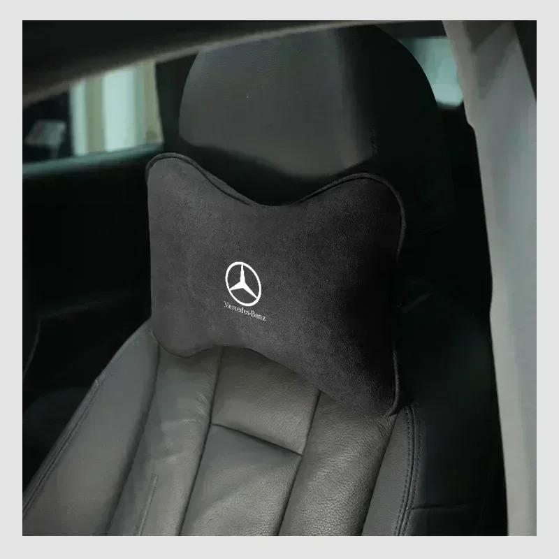 Suede Car Seat Neck Pillow Headrest Head Rest Relax Protector For Mercedes Benz AMG W203 W206 W220 W205 W211 W212 W201 W210 W108 JKLMP1