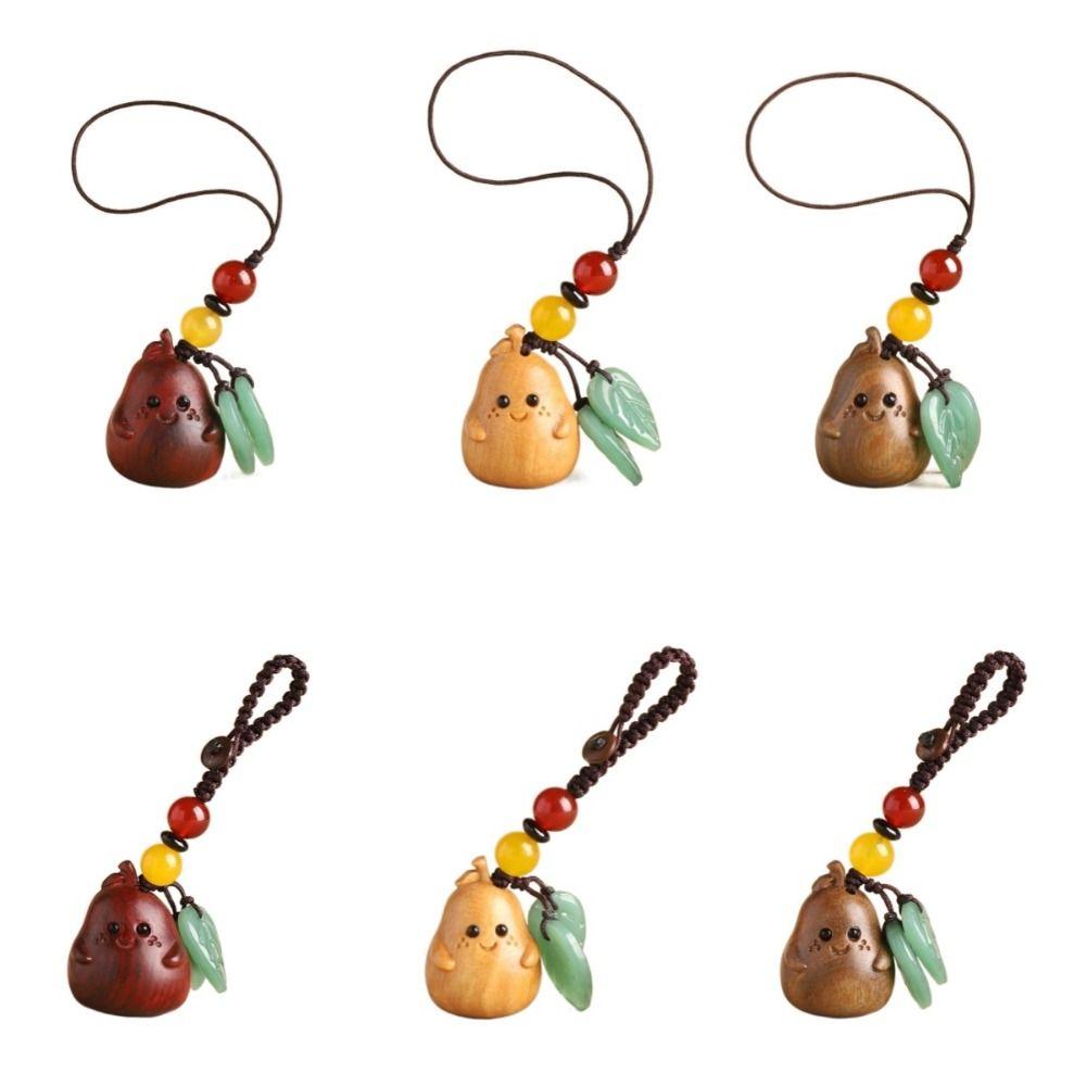 Sandalwood Bag Pendant Cartoon Wood Phone Chain Cute Pear Key Chain Jewelry Findings