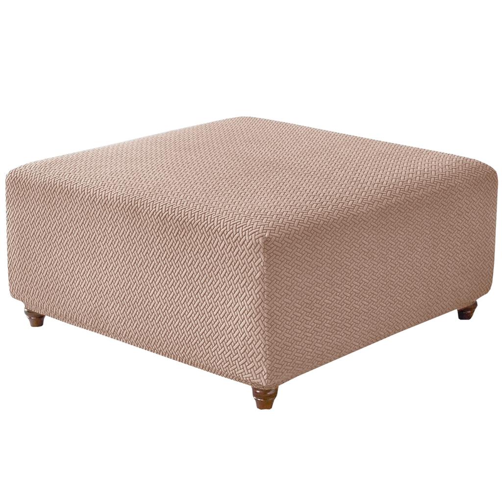 T-Shape Jacquard Square Stool Cover Ottoman Stool Cover Elastic Sofa Footrest Slipcovers for Living Room Office Home Decor
