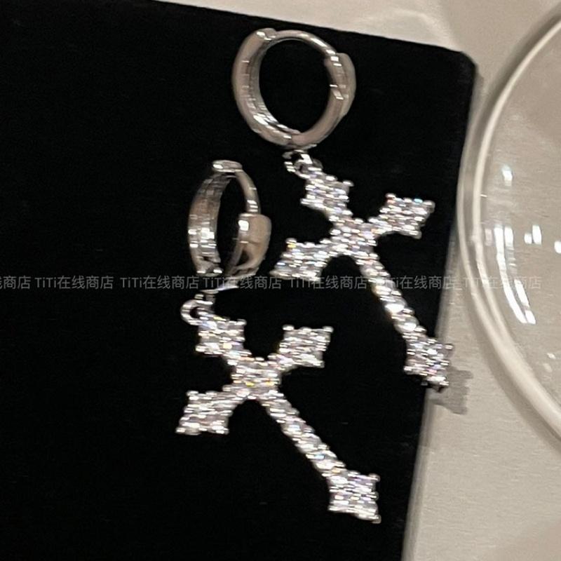 Shiny Rhinestone Zircon Cross Earrings For Women Korean Fashion Stainless Steel Earring Daily Birthday Party Y2K Zircon Gifts
