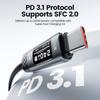 Цифровой дисплей USB C на USB C Зарядный кабель с поддержкой 240 Вт PD3.1 Быстрая зарядка для мониторинга в реальном времени и широкой совместимости с устройствами