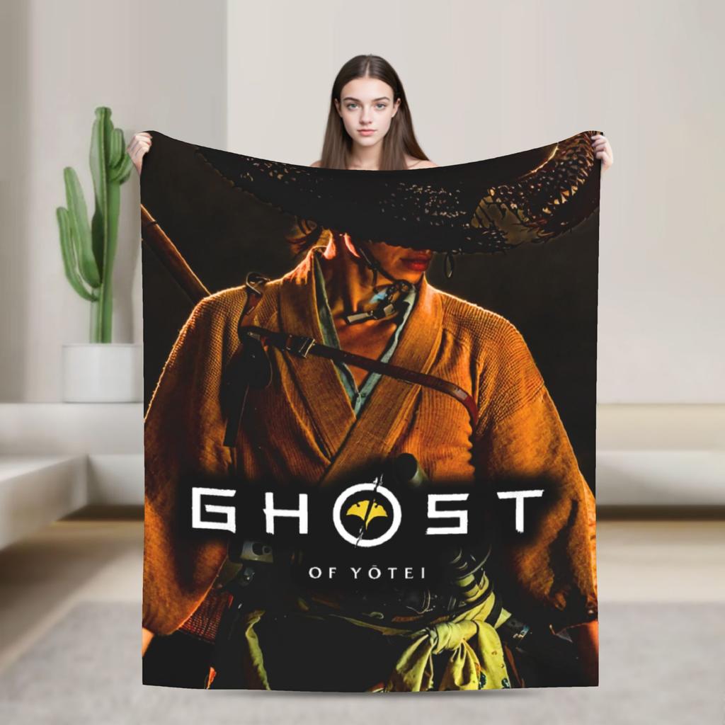 Игровой плед Ghost of Yotei 2025 Теплый Мягкий Плед из Плюша с Принтом Для Студентов Домашний Декор Фланелевое Покрывало Покрывало на Кровать