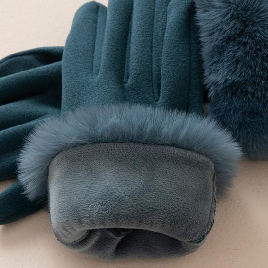 Женские термоперчатки Теплые зимние перчатки с меховыми манжетами Ветрозащитные перчатки для вождения, езды на велосипеде, катания на лыжах, с сенсорным экраном для