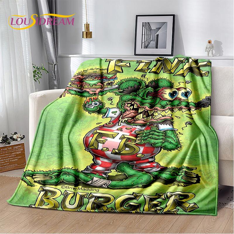 Одеяло с изображением мотоцикла, автомобиля и забавной крысы Fink, мягкое одеяло для дома, спальни, кровати, дивана, пикника, путешествия, офиса